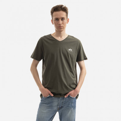 Koszulka męska Alpha Industries Basic V-Neck T Small Logo 106513 142