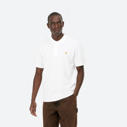 Koszulka męska Carhartt WIP S/S Chase Pique Polo I023807 WHITE/GOLD