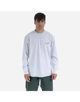 Koszulka męska Carhartt WIP Longsleeve American Script T-Shirt I029955 ASH HEATHER