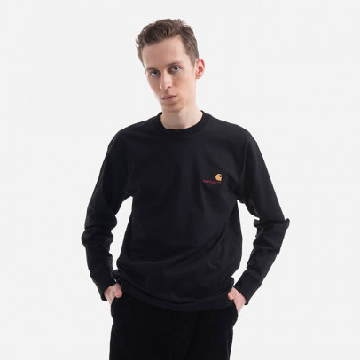 Koszulka męska Carhartt WIP American Script Longsleeve T-Shirt I029955 BLACK