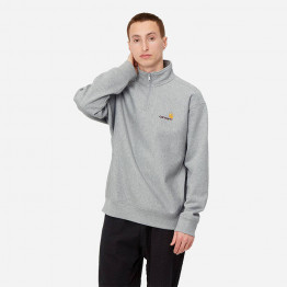 Bluza męska Carhartt WIP Half Zip American Script Sweat I027014 GREY HEATHER