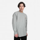 Koszulka męska Carhartt WIP Longsleeve American Script T-Shirt I029955 GREY HEATHER