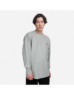 Koszulka męska Carhartt WIP Longsleeve American Script T-Shirt I029955 GREY HEATHER