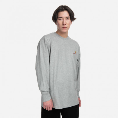 Koszulka męska Carhartt WIP Longsleeve American Script T-Shirt I029955 GREY HEATHER