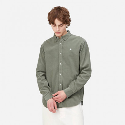 Koszula męska Carhartt WIP Longsleeve Madison Fine Cord Shirt I030580 YUCCA/WHITE