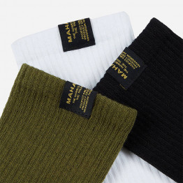 Skarpety Maharishi Sports Socks 3-pack 9273 WHITE/BLACK/OLIVE