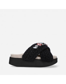 Klapki Inuikii Woven Stones Platform 70103-6 BLACK