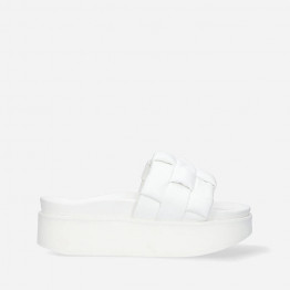 Klapki damskie Inuikii Braided Leather Platform 70103-20 WHITE