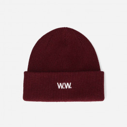 Czapka Wood Wood Mande Ribbed Beanie 12230811-9969 DARK BURGUNDY