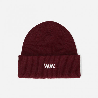 Czapka Wood Wood Mande Ribbed Beanie 12230811-9969 DARK BURGUNDY