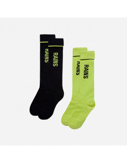 Skarpety Rains Logo Socks 2-pack 20250 DIGITAL LIME/BLACK