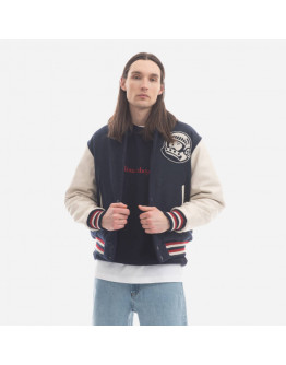 Kurtka męska Billionaire Boys Club Leather Sleeve Astro Varsity Jacket B22401 NAVY