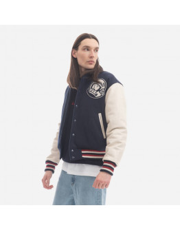 Kurtka męska Billionaire Boys Club Leather Sleeve Astro Varsity Jacket B22401 NAVY