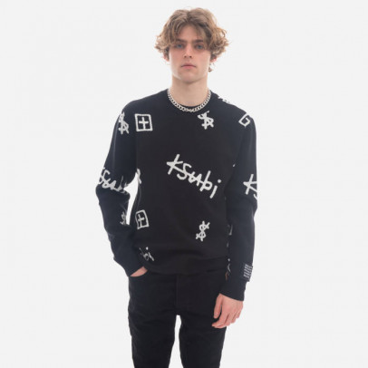 Sweter męski KSUBI Kash Box Knit Crew MPS23KW001 BLACK