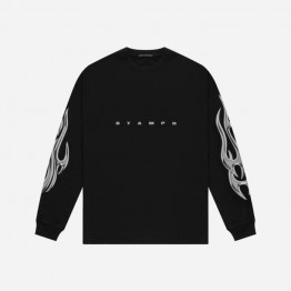 Koszulka męska STAMPD Chrome Flame Longsleeve Relaxed Tee SLA-M3102LT-BLK