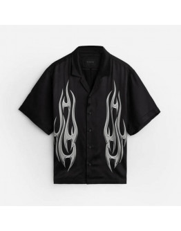 Koszula męska STAMPD Chrome Flame Camp Collar Buttondown SLA-M3108BD-BLK