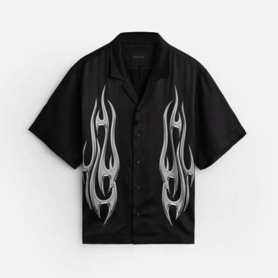 Koszula męska STAMPD Chrome Flame Camp Collar Buttondown SLA-M3108BD-BLK