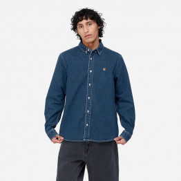 Koszula męska Carhartt WIP Longsleeve Weldon Shirt I031928 BLUE STONE WASHED