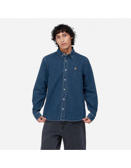 Koszula męska Carhartt WIP Longsleeve Weldon Shirt I031928 BLUE STONE WASHED