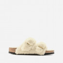 Klapki damskie Birkenstock Arizona BB Shearling Teddy Eggshell 1023130