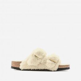 Klapki damskie Birkenstock Arizona BB Shearling Teddy Eggshell 1023130