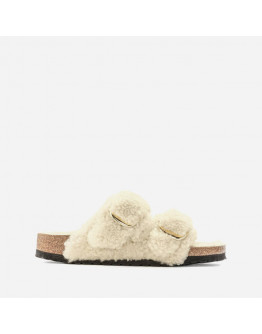 Klapki damskie Birkenstock Arizona BB Shearling Teddy Eggshell 1023130