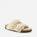 Klapki damskie Birkenstock Arizona BB Shearling Teddy Eggshell 1023130