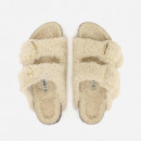 Klapki damskie Birkenstock Arizona BB Shearling Teddy Eggshell 1023130