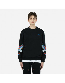 Bluza męska Evisu Seagull & Eagle Emb Crewneck Sweatshirt 2ESHTM3SW505RXCT BLACK