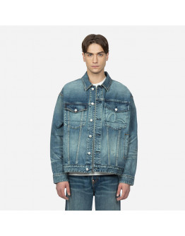 Kurtka męska Evisu Kamon Embossed Denim Jacket 2ESHTM3DJ710LFCS INDIGO DARK TONE