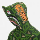 Bluza męska A Bathing Ape Bape Distortion Shark Relaxed Fit Full Zip Hoodie 001ZPI801002M GREEN