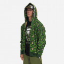 Bluza męska A Bathing Ape Bape Distortion Shark Relaxed Fit Full Zip Hoodie 001ZPI801002M GREEN