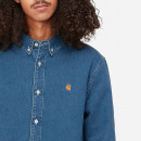 Koszula męska Carhartt WIP Longsleeve Weldon Shirt I031928 BLUE HEAVY STONE WASH