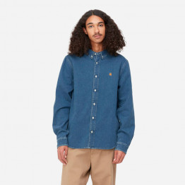 Koszula męska Carhartt WIP Longsleeve Weldon Shirt I031928 BLUE HEAVY STONE WASH