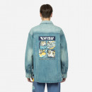 Kurtka męska Evisu Graffiti Daruma Square Printed Denim Shirt Jacket 2ESHTM3SJ717XXDN INDIGO