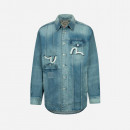 Kurtka męska Evisu Graffiti Daruma Square Printed Denim Shirt Jacket 2ESHTM3SJ717XXDN INDIGO