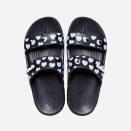 Crocs Classic Heart Print Sandal 207680 BLACK/WHITE