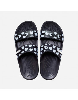 Crocs Classic Heart Print Sandal 207680 BLACK/WHITE