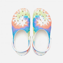 Klapki damskie Crocs Classic Platform Tie Dye Graphic Clog Wedge 207151 OXYGEN/MULTI